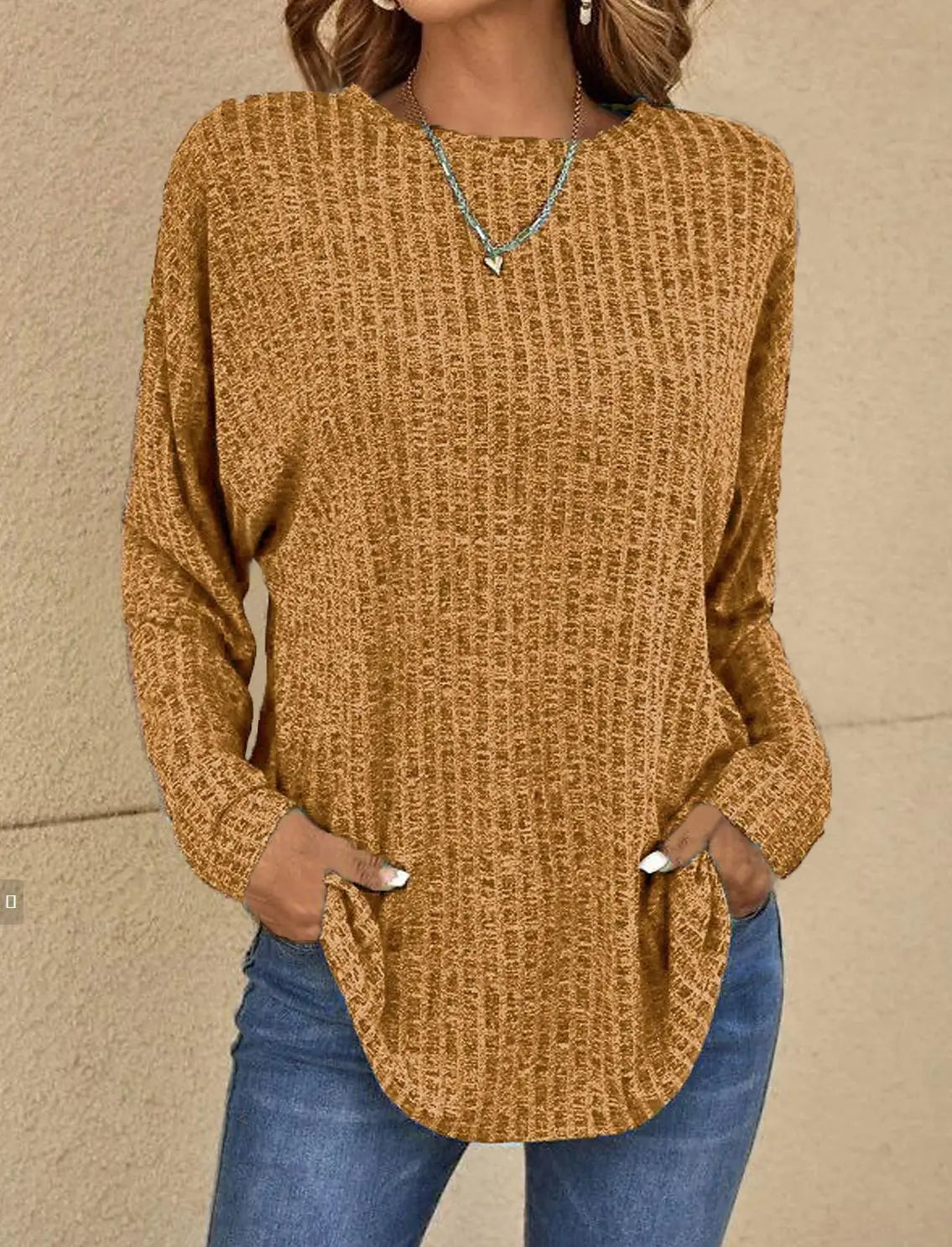 Pull Femme Décontracté en Maille Douce Texture Côtelée Manches Longues Nordisk-Flair