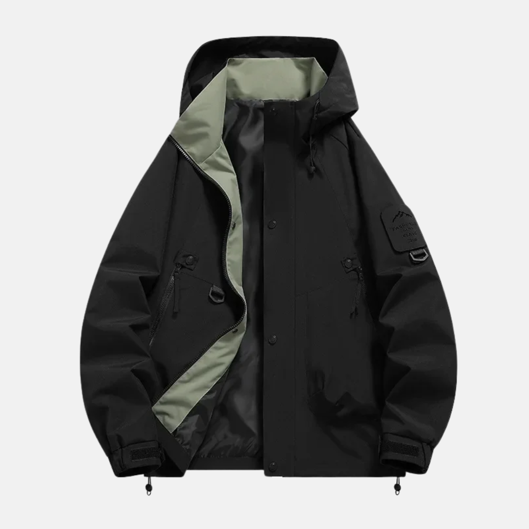 Veste Utilitaire Homme Imperméable Capuche Ajustable Poches Multiples Coupe Décontractée Pour Temps Frais