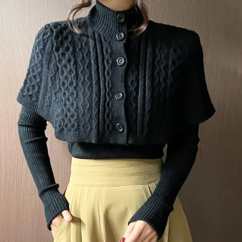Ensemble Deux Pièces Tricoté En Maille Texturée Pour L Hiver Avec Chaleur Douce Et Polyvalent Pour Les Couches