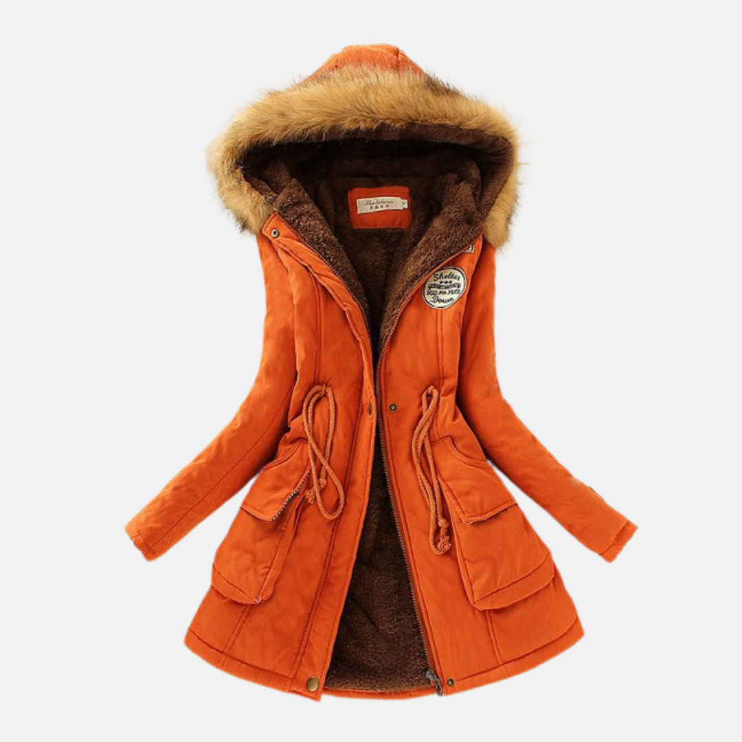 Nordisk Flair Parka Femme Coupe Ajustée Doublure Polaire Capuche Fourrure Synthétique Fermeture Éclair Chaude