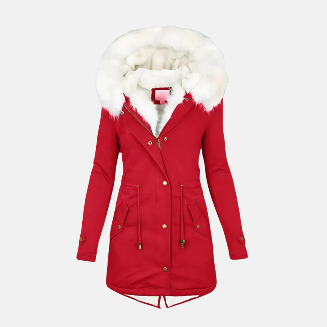 Parka Femme Nordisk Flair Coupe Slim Capuche Bordée Fausse Fourrure Résistante À L Eau Mi Longue