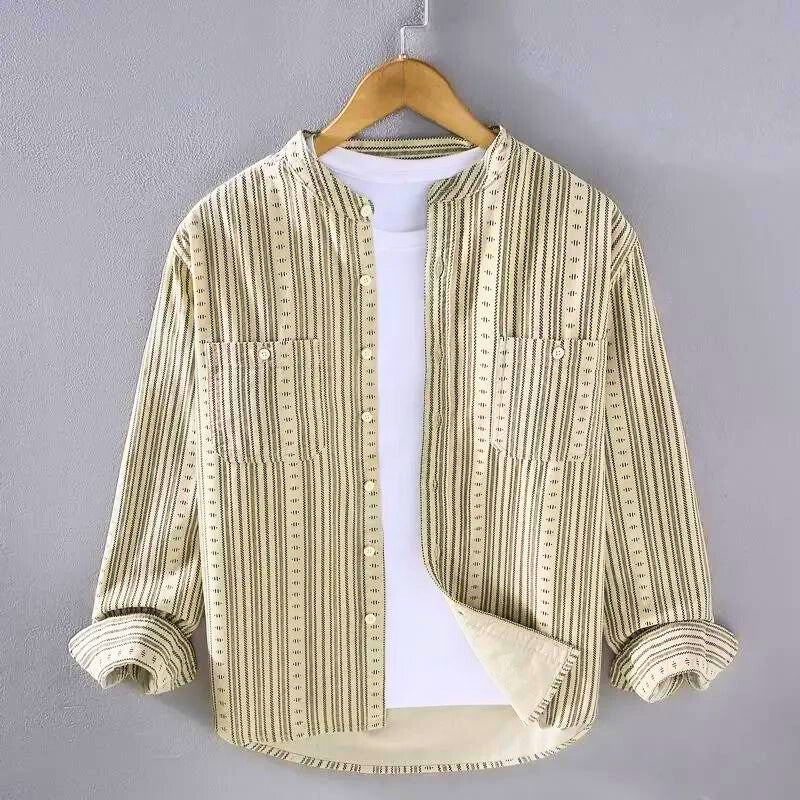 Chemise Geneva Davis en Coton Ultra Douce Rayures Verticales Style Vintage Coupe Décontractée