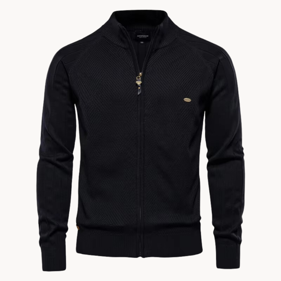 Nordisk Flair Veste Homme Slim Fit Tricot Mélange Laine Zippée Bords Côtes Décontractée
