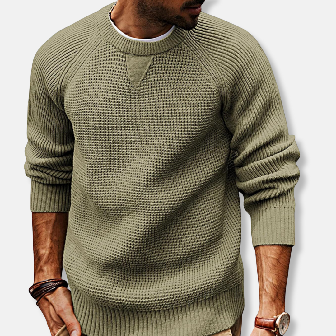 Sweatshirt Homme Col Rond Tricot Texture Avec Manches Raglan Longues Décontracté Automne Confort