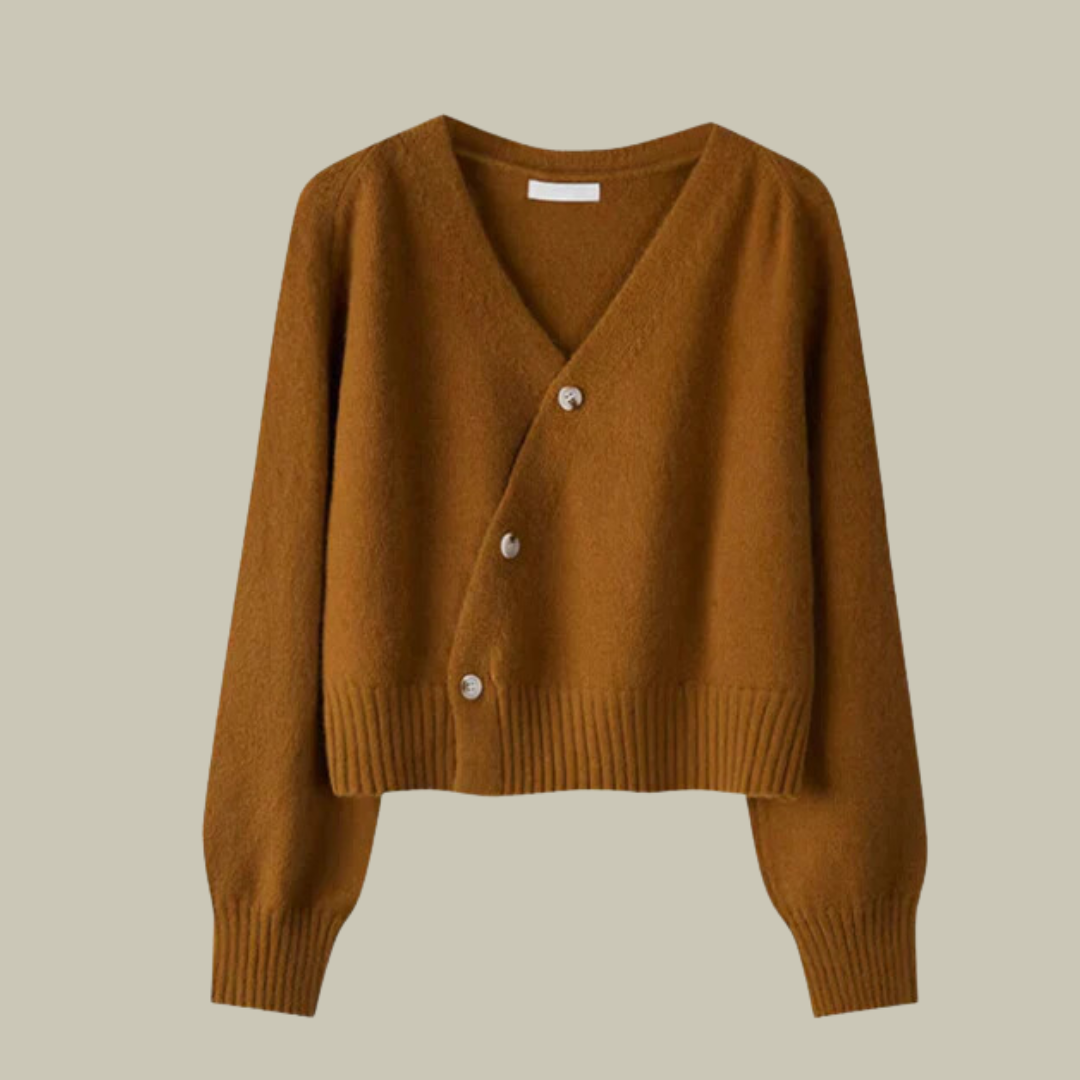 Harper Pull Femme Mérino et Laine Col en V Avec Boutons Croisés Élégance Confort Pour L Hiver
