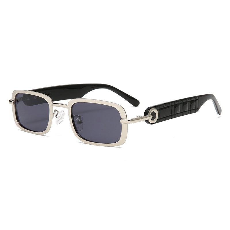 Lunettes De Soleil Rectangulaires Dorées Avec Bras Texturés Confort Léger UV400 Protection Complète