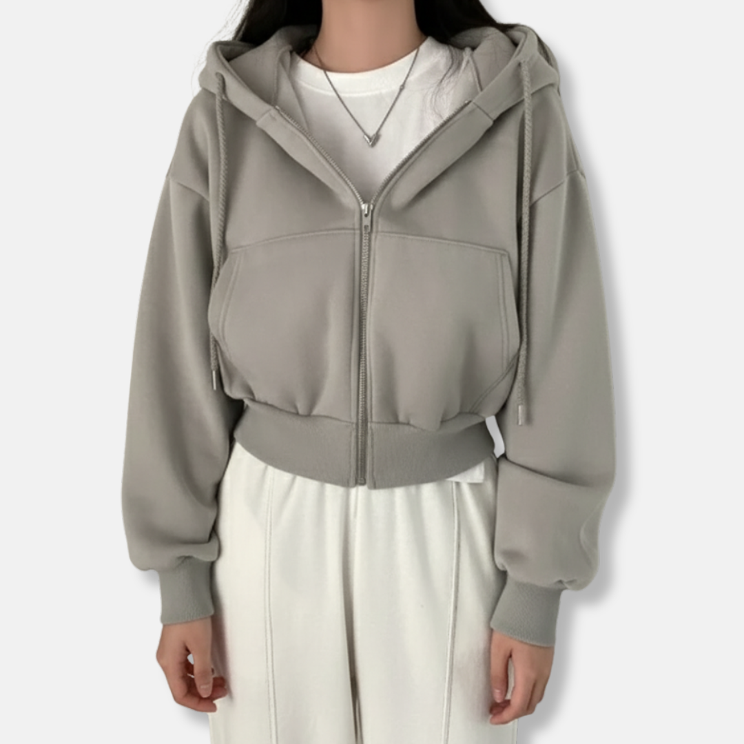 Sweat À Capuche Zippé Pour Femme Oversize Doublé Polaire Poche Kangourou Confortable Pour Automne Hiver