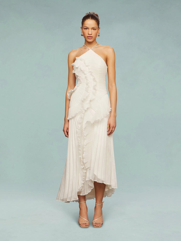 Robe Plissée Asymétrique Avery Une Épaule Amawinc Pour Mariages Galas Événements Élégants