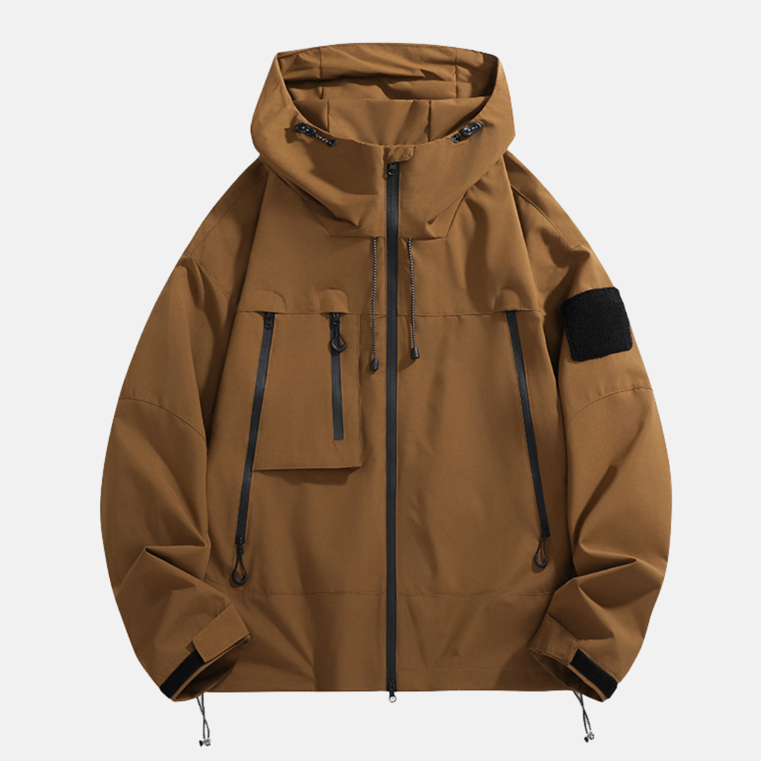 Veste Imperméable Pour Homme Coupe Décontractée Capuche Ajustable Poches Utilitaires Pour Plein Air