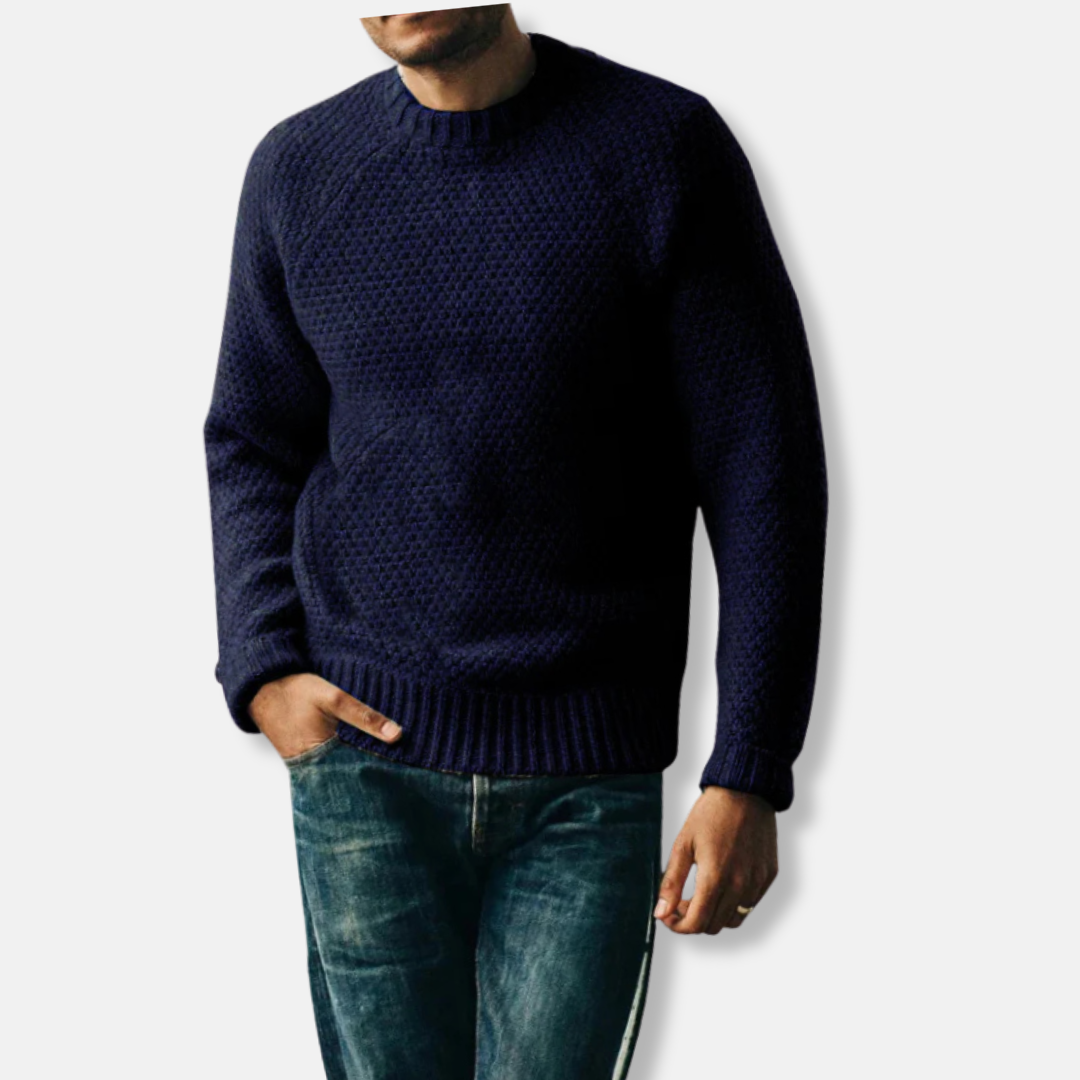 Pull En Maille Mélange Laine Col Rond Raglan Décontracté Homme Amawinc Pour Style Quotidien