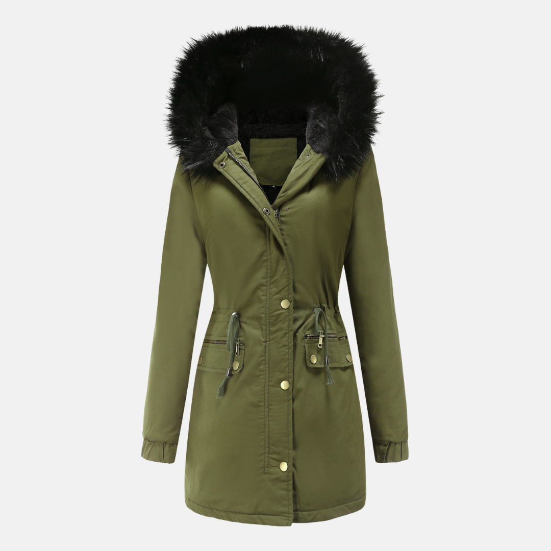 Parka Femme Coupe Longue Avec Capuche En Fourrure Synthétique Résistante Aux Intempéries Taille Réglable Nordisk Flair