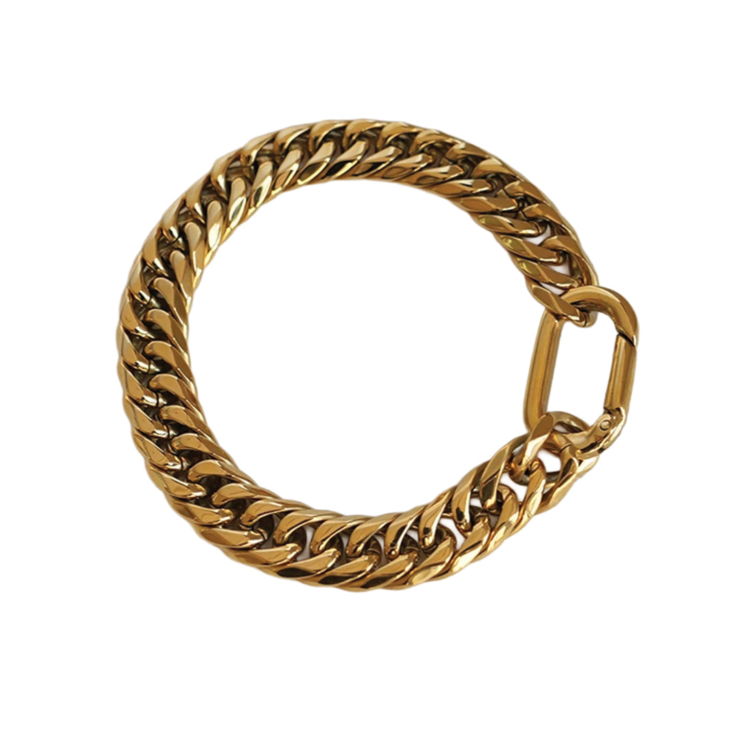 Bracelet Capri Lock En Acier Inoxydable Plaqué Or 18K Étanche Résistant Au Tarn Longueur 17,5 Cm Largeur 9 Mm