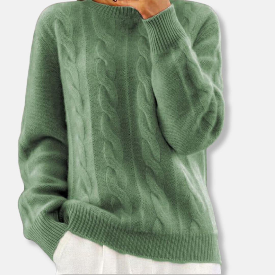 Pull Isla Décontracté en Maille Côtelée Amawinc Col Rond Manches Longues Mélange Laine Cachemire Chaud Luxueux