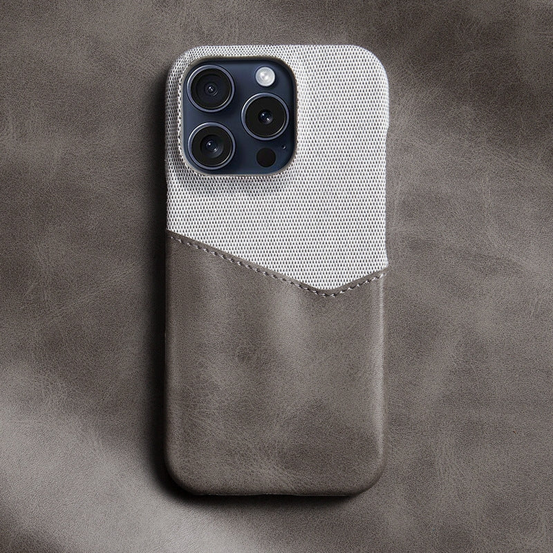 Lanso Étui iPhone Cuir Véritable Et Tissu Texturé Pour Une Bonne Prise MagSafe Et Porte Carte Intégré Anti Traces