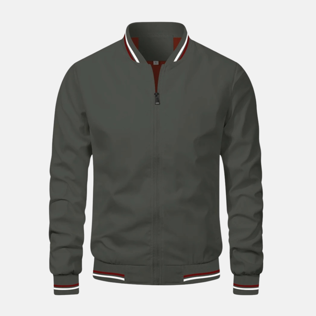 Amawinc Veste Bomber Homme Légère À Zip Coupe Décontractée Bordures Côtelées Rayées En PU Simili Cuir