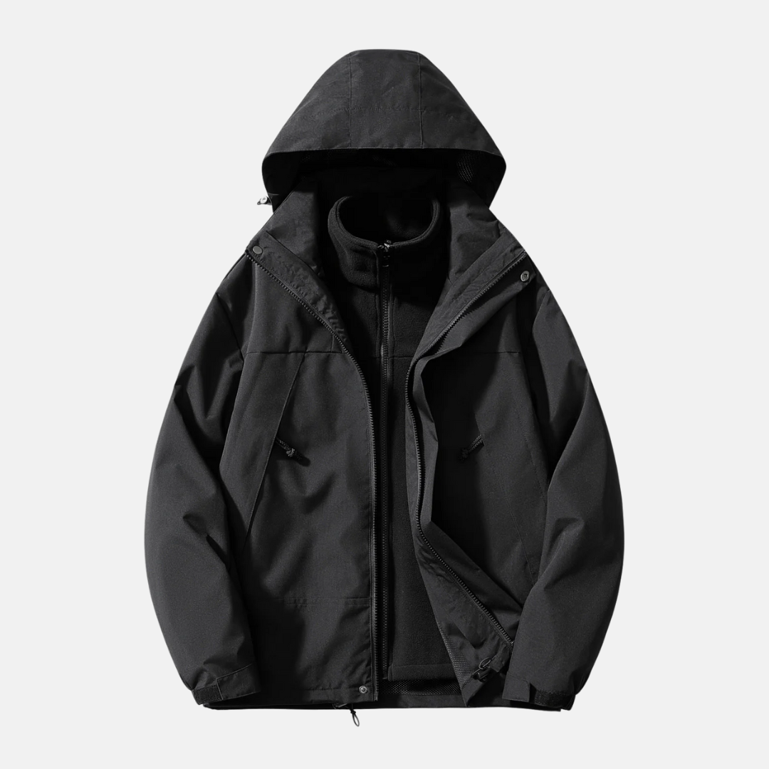 Veste Homme Trois En Un Imperméable Avec Doublure Polaire Détachable Et Capuche Coupe Vent Pour Tous Temps