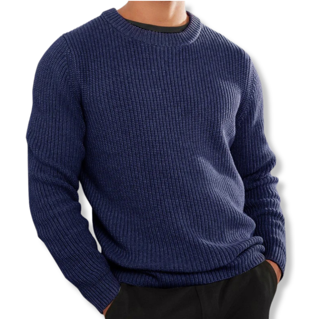Pull Homme Coupe Décontractée En Maille Col Rond Manches Longues Chaud Pour Superposer Au Quotidien