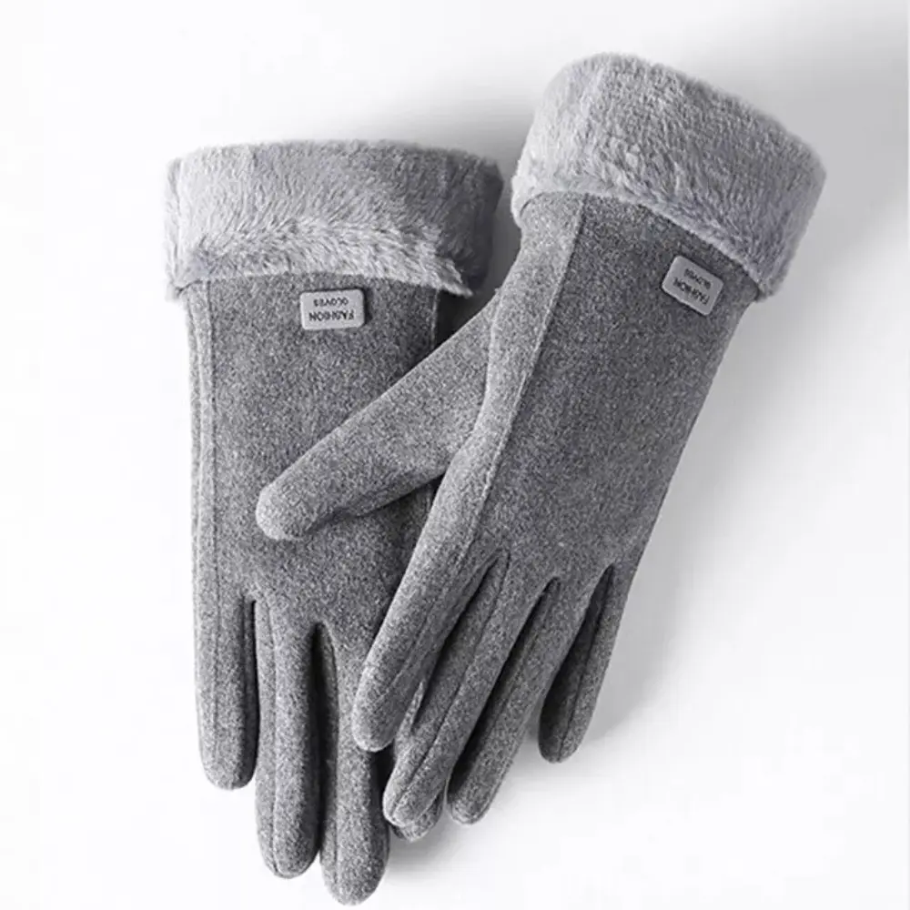 Gants D Hiver Peluche Anti Vent Avec Doublure Chaude Compatible Écran Tactile Antidérapants