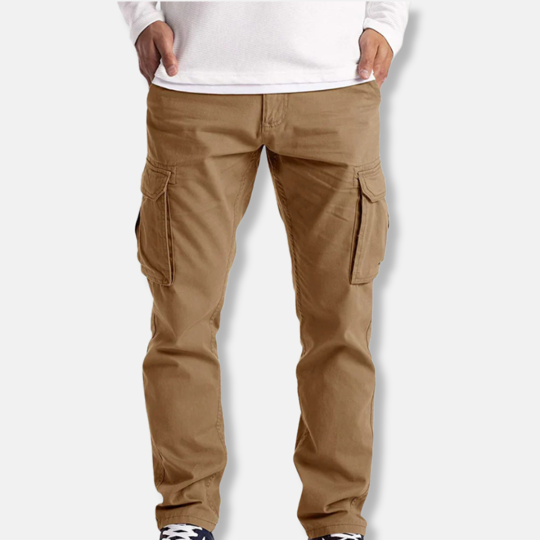 Pantalon Cargo Homme En Coton Mélangé Coupe Droite Longueur Totale Poches Cargo Pratiques