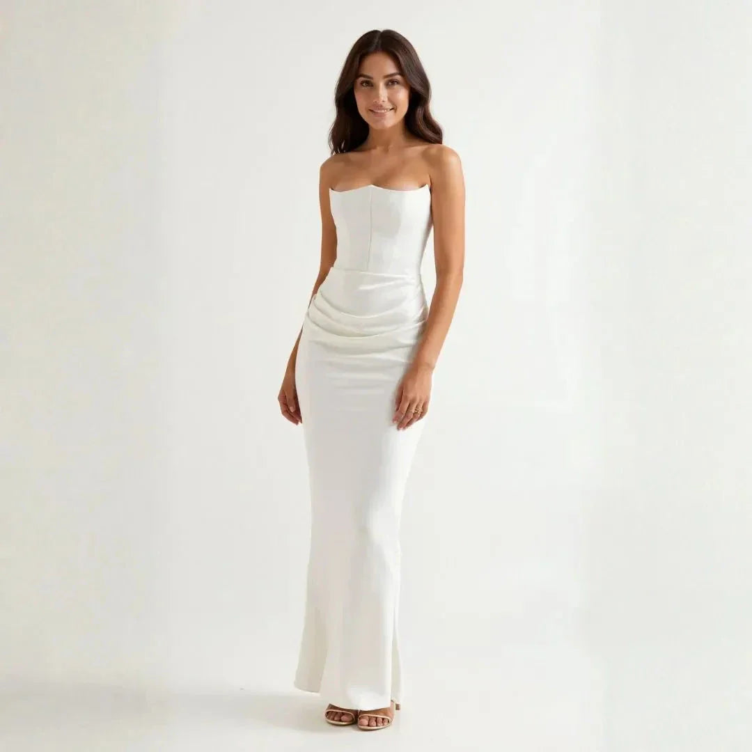Robe Maxi Satinée Tube Addison Élégante Pour Événements Formels Par Waylynn Sans Bretelles Silhouette Flatteuse