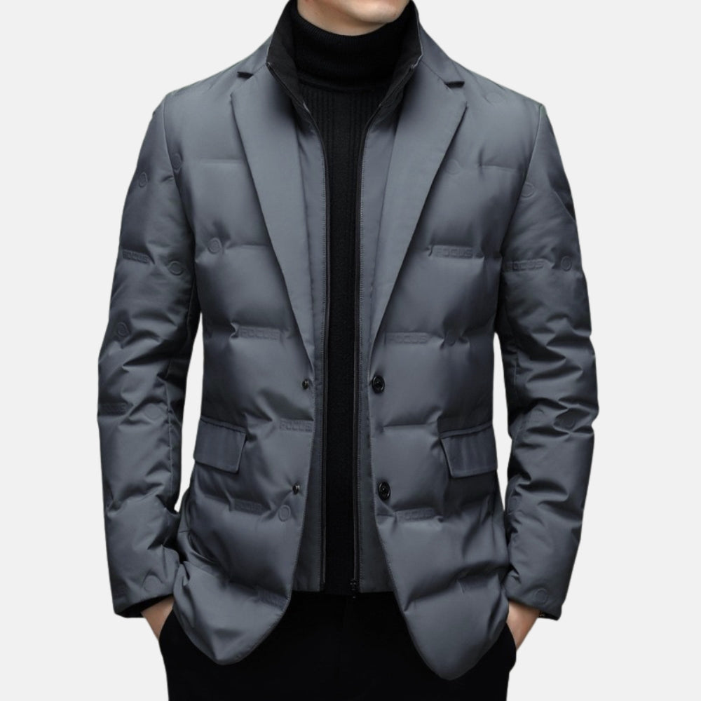 Amawinc Nordisk Flair Doudoune En Duvet D'Oie Pour Homme, Coupe Ajustée, Matelassée À Deux Boutons