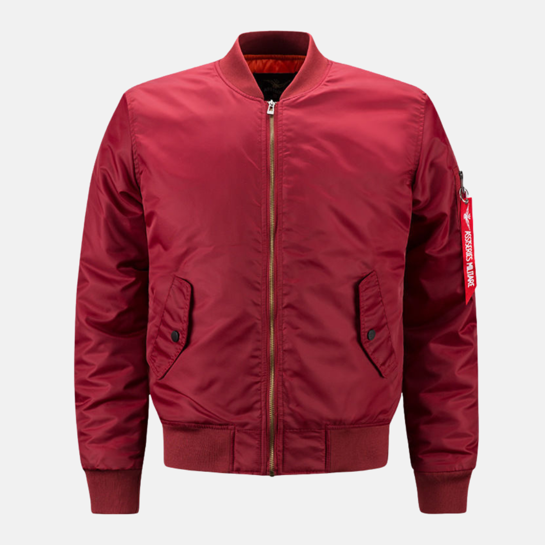 Veste Bomber Homme Coupe Décontractée Tissu Résistant Au Vent Poches Ourlet Côtelé Flair Nordique Amawinc