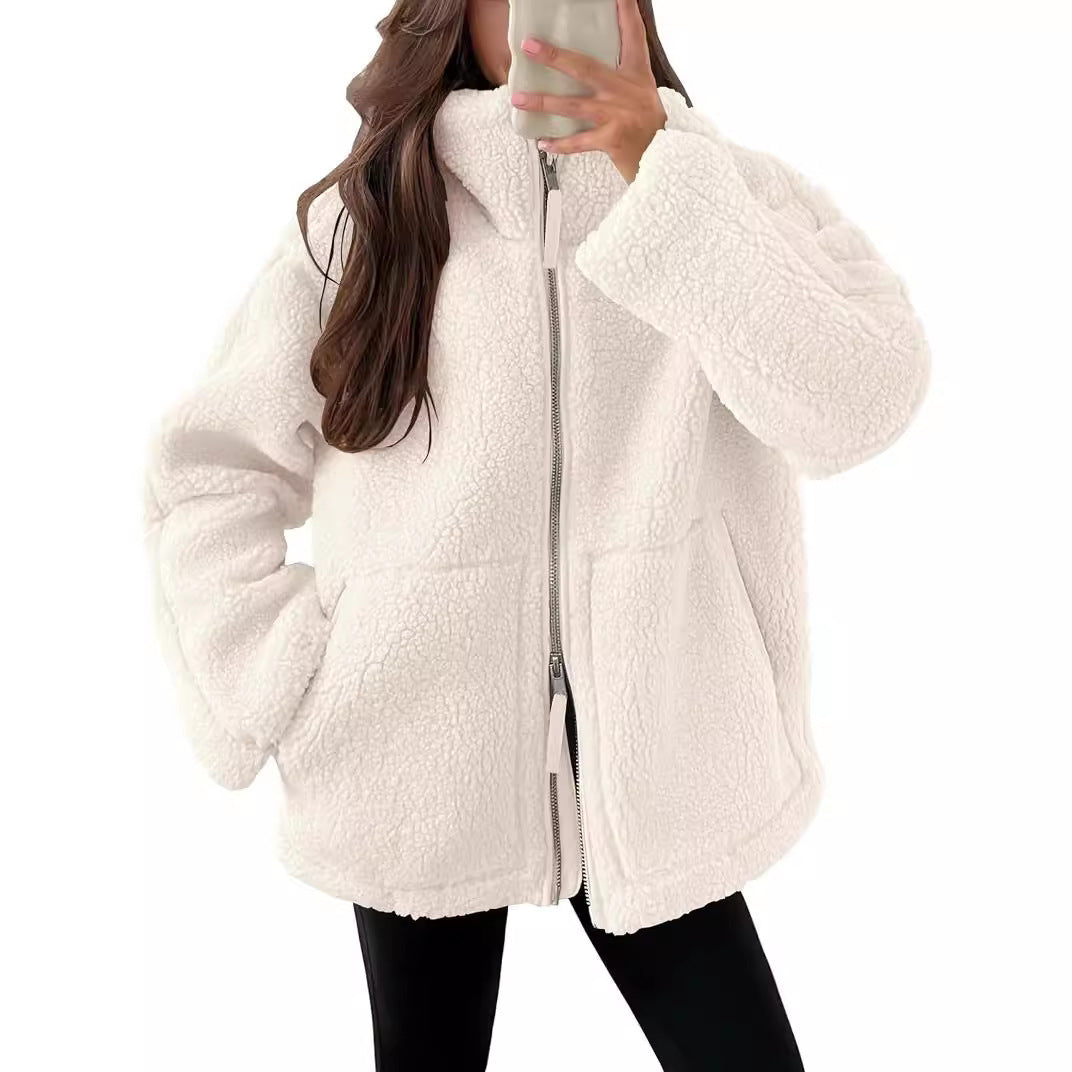 Veste Zip Pour Femme En Laine Mélangée Chaude Et Confortable Avec Coupe Moderne Indispensable Pour L Hiver