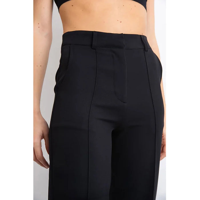 Pantalon Tailleur Femme Taille Haute à Jambes Évasées Avec Poches Élégant pour Bureau et Fête