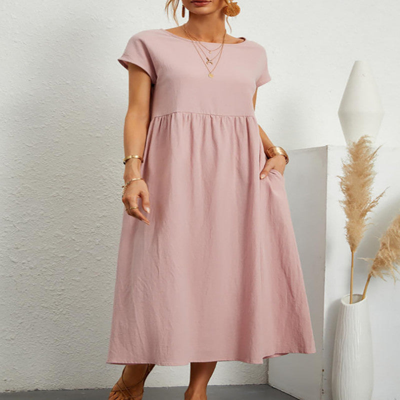 Baumwoll-Leinen Kleid von Fudus, ärmellos, mit Taschen