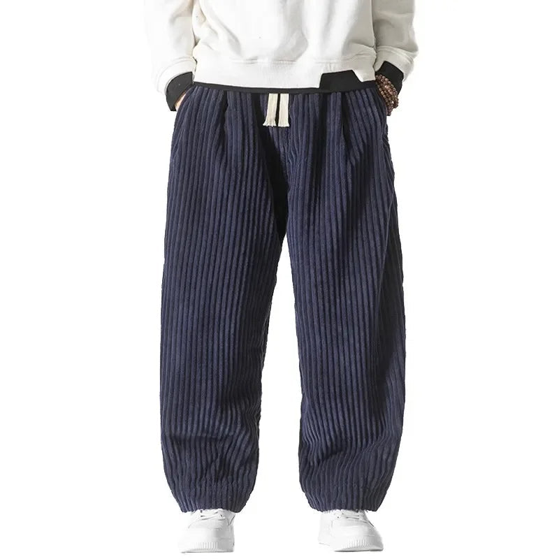 Amawinc Pantalon Harem Oversize Pour Hommes Avec Texture Côtelée Et Taille À Cordon Pour Confort Décontracté