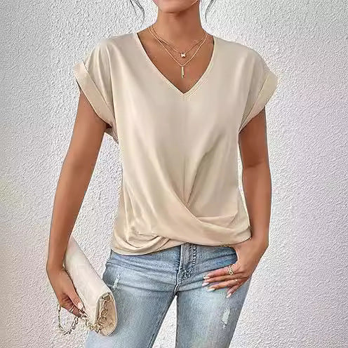 Damen T-Shirt von Fudus mit asymmetrischem Knoten für den Sommer