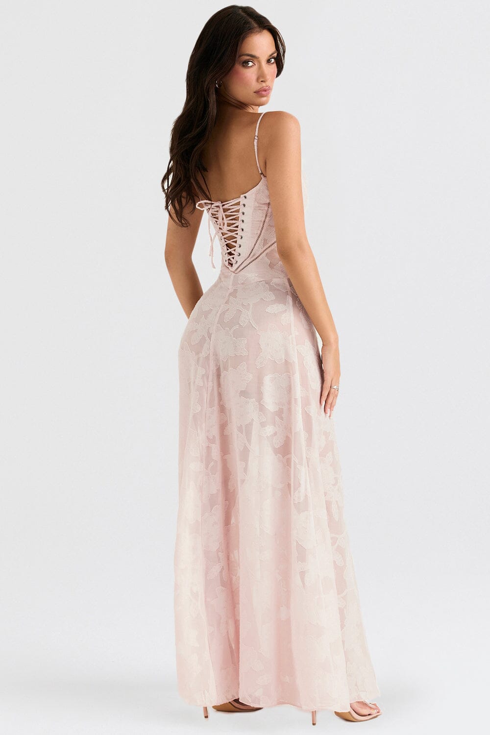 Robe Maxi Femme Slim Fit Chiffon Imprimé Floral Bretelles Spaghetti Amawinc Pour Toutes Occasions