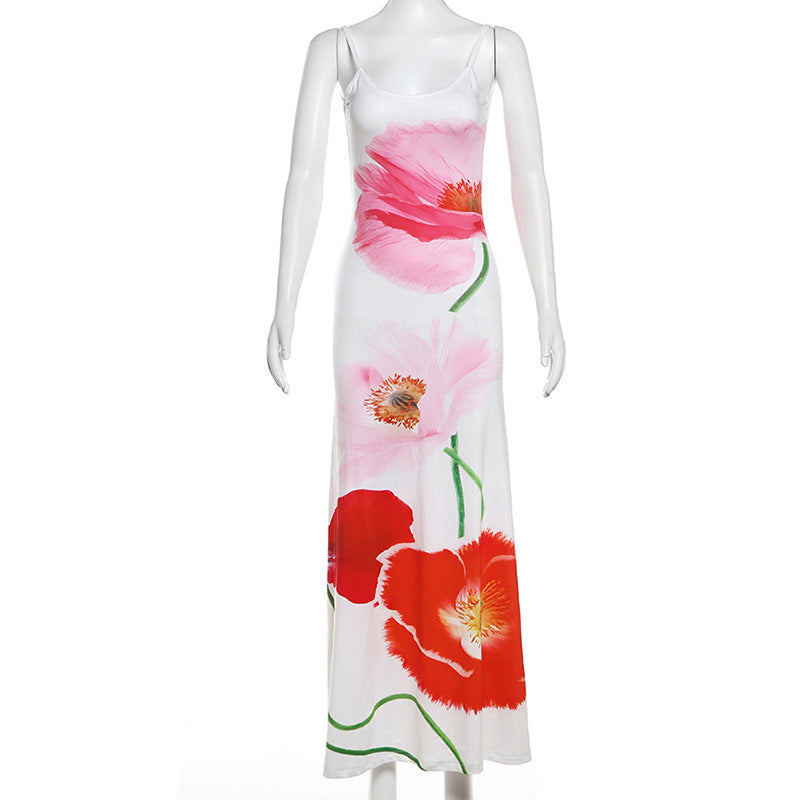 Fudus Damen Blumenmuster Trägerkleid mit offenem Rücken (Frühling)