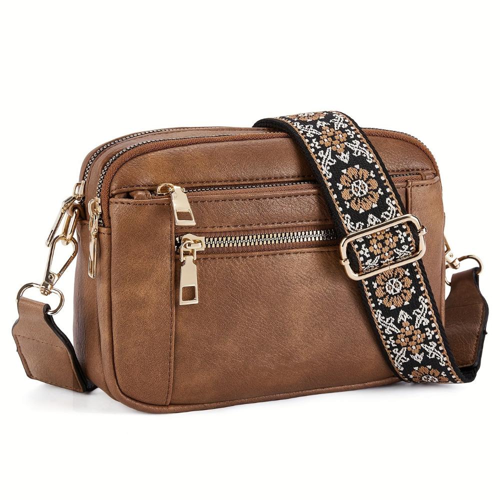Amawinc Sac Bandoulière Christine En Cuir Végan Compact Avec Plusieurs Poches Zippées