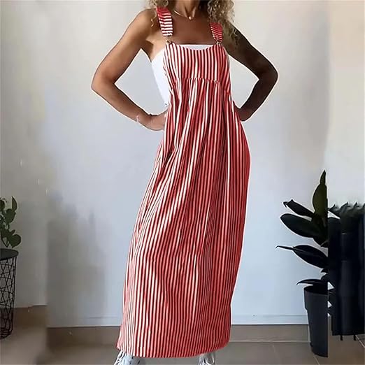 Leichtes gestreiftes Kleid mit Hosenträgern - Iris