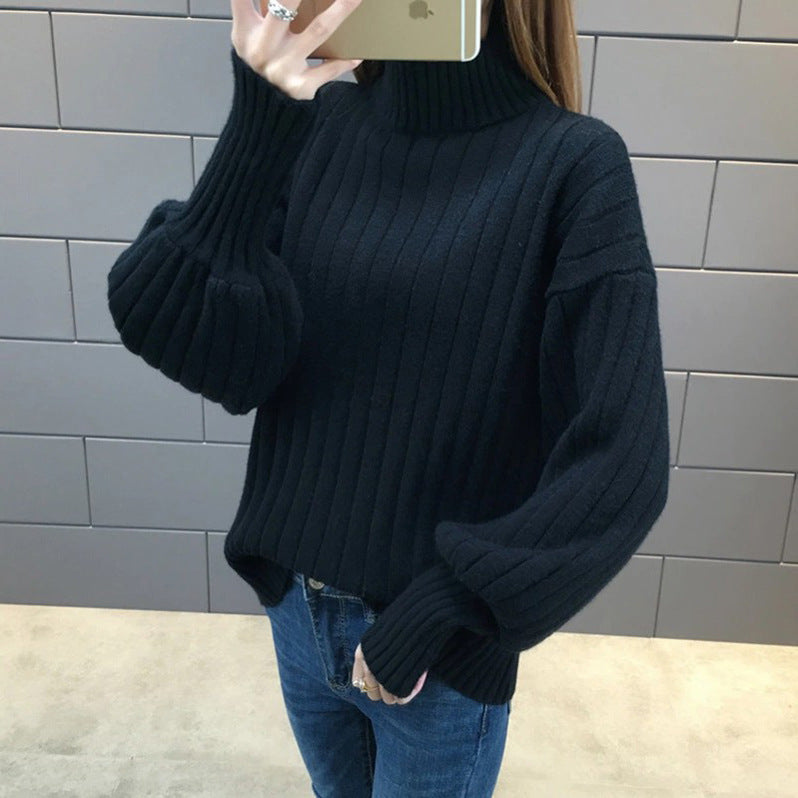 Damen Grobstrickpullover mit hochstehendem Kragen und strukturiertem Design Amawinc