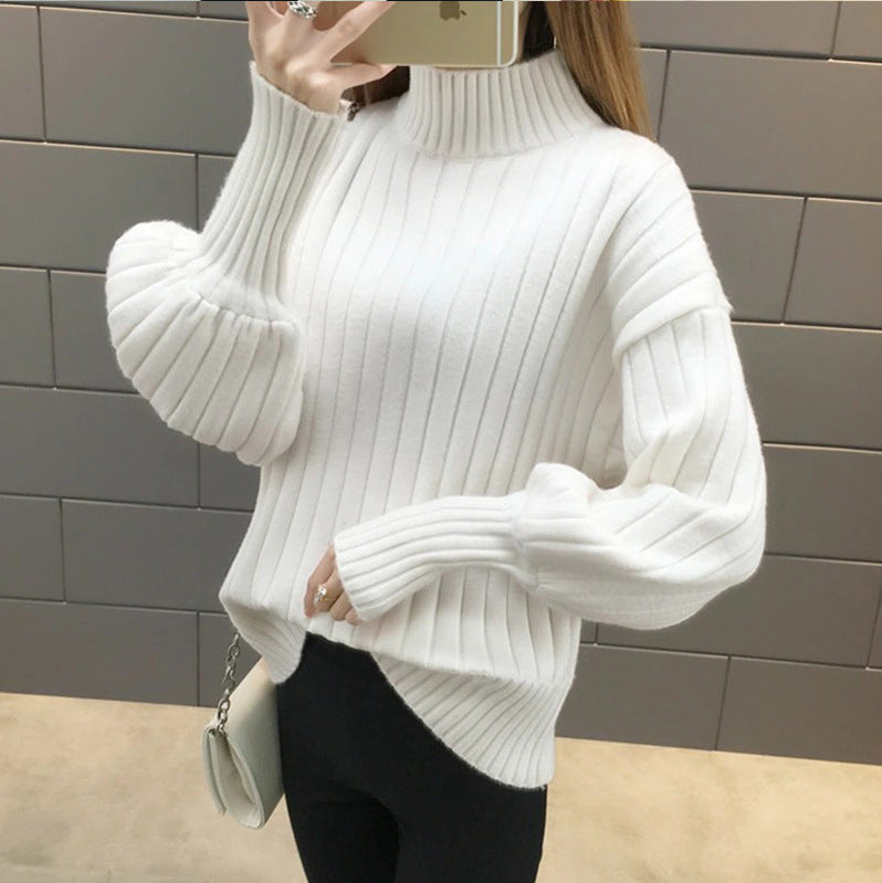 Damen Grobstrickpullover mit hochstehendem Kragen und strukturiertem Design Amawinc