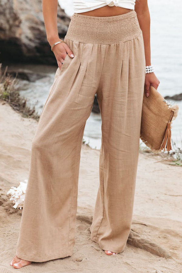 Mia Pantalon Femme À Jambes Larges Pour Vacances Décontractées Plage Confort Élégance