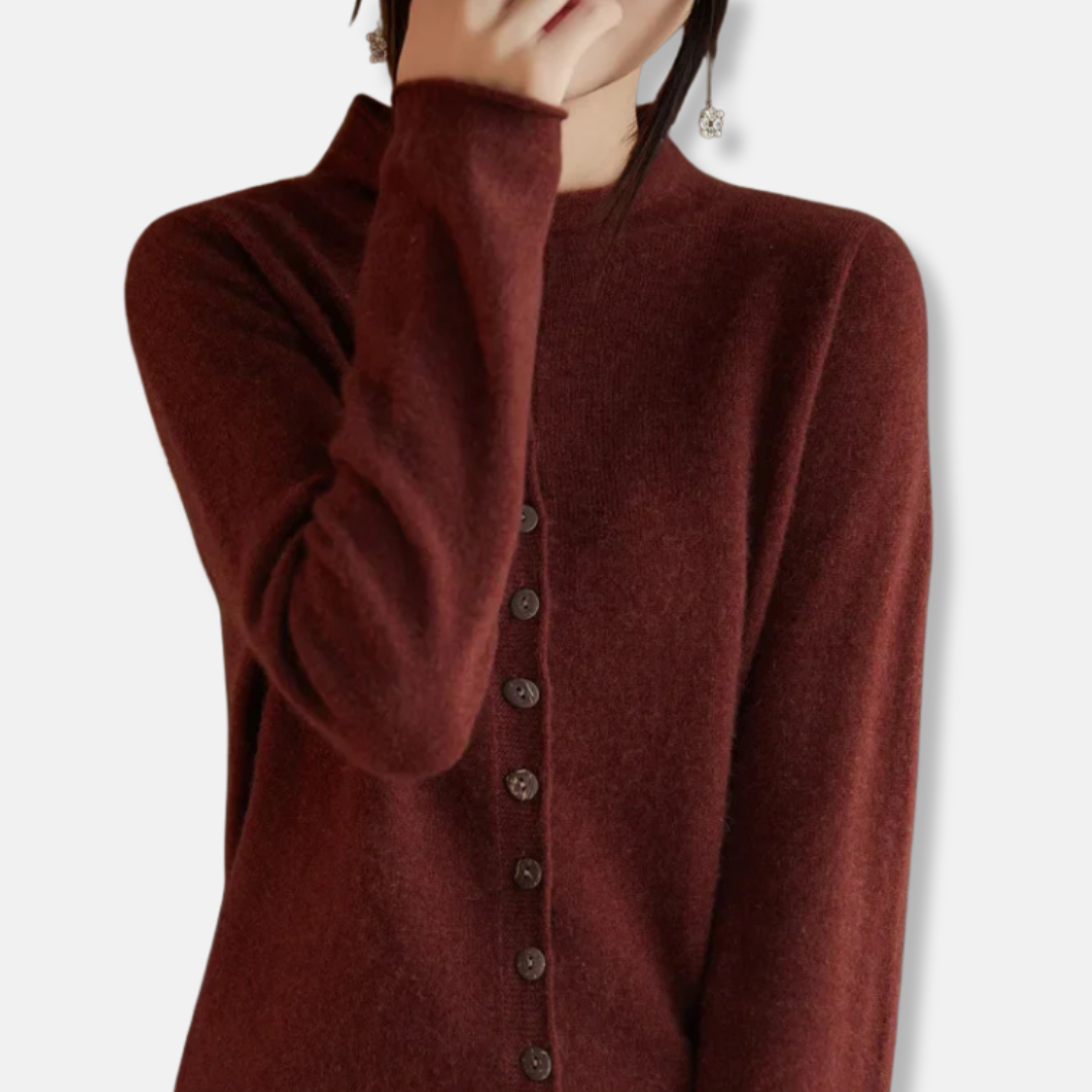 Cardigan Femme En Laine Boutonné Col Ouvert Coupe Décontractée Taillée Élégante