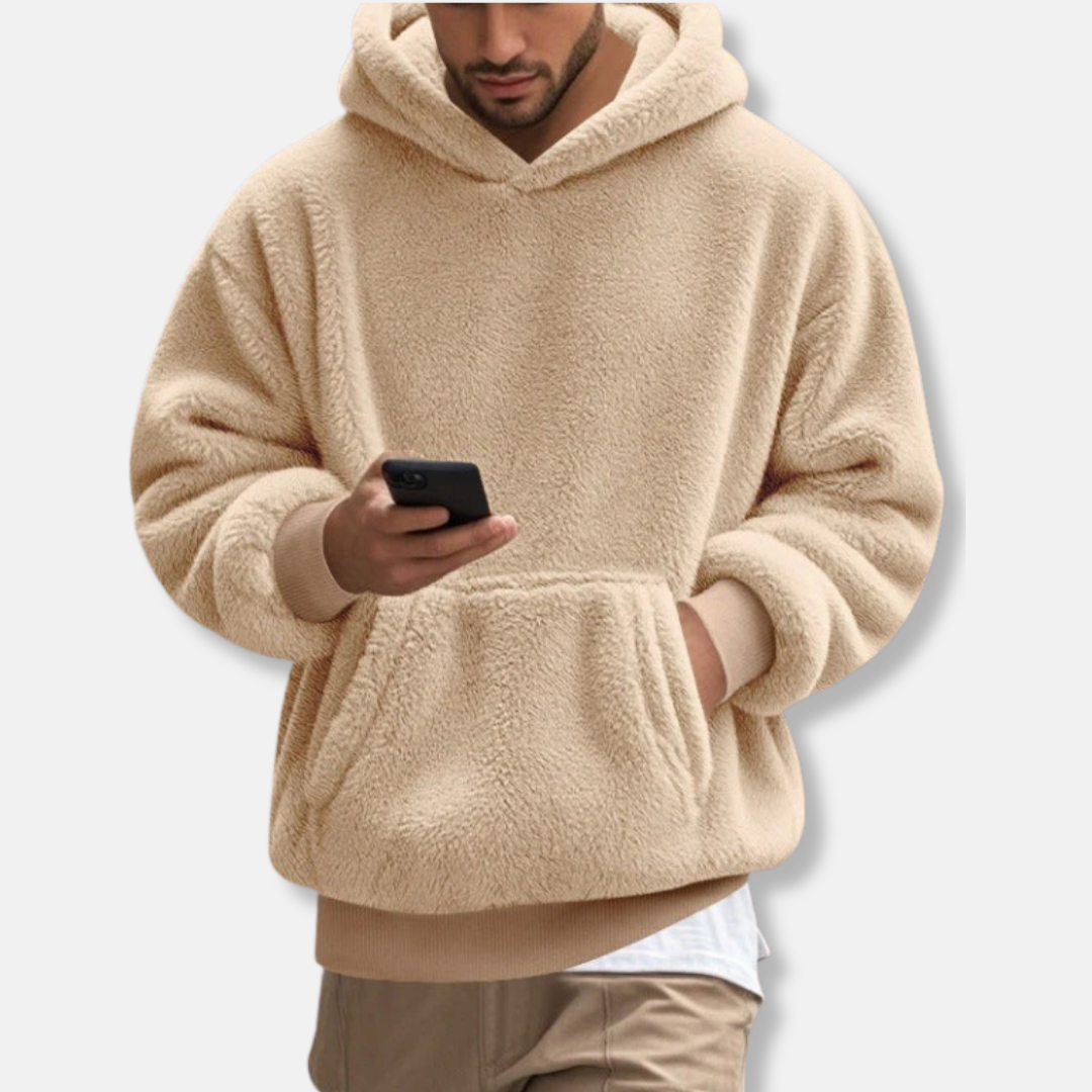 Sweat À Capuche En Polaire Homme Col En V Avec Poche Kangourou Longueur Au Niveau Des Hanches Coupe Décontractée
