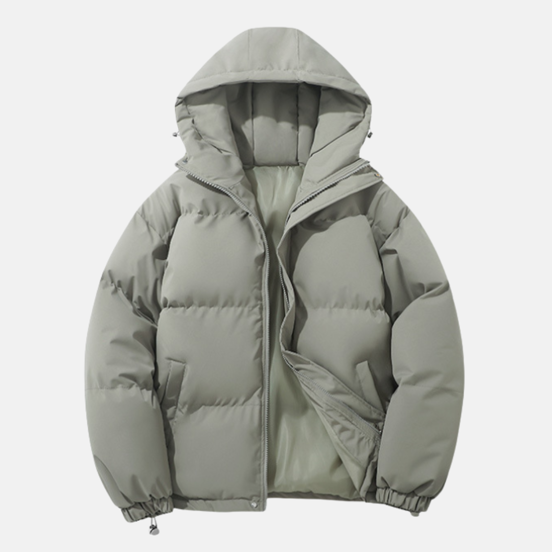 Manteau Homme Capuche Puffer Rembourré Isolé Synthétique Avec Ourlet Élastiqué Pour Hiver Froid Amawinc