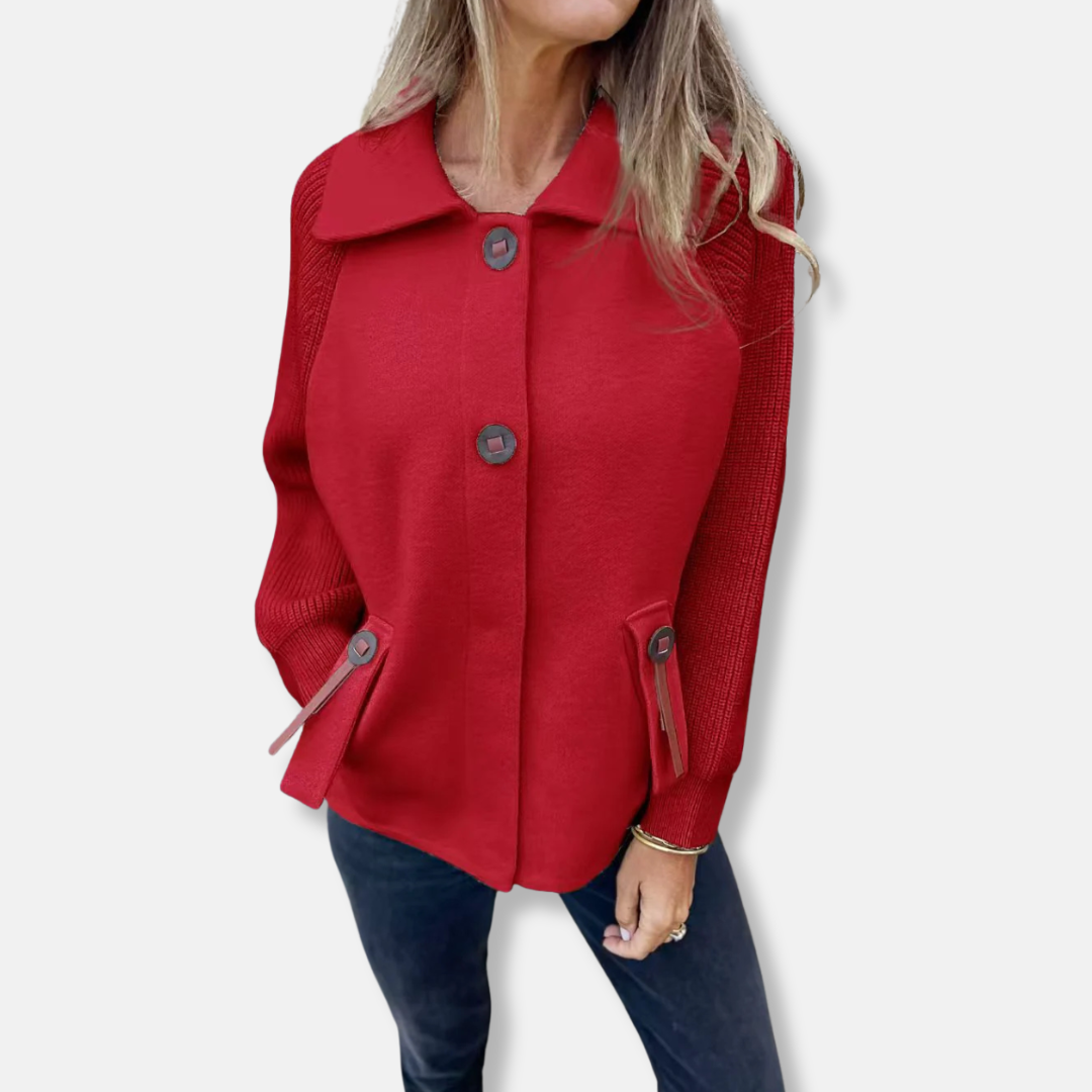 Amawinc Veste Femme Décontractée Avec Manches Maille Texturée Col À Revers Bouton Devant Polyvalente