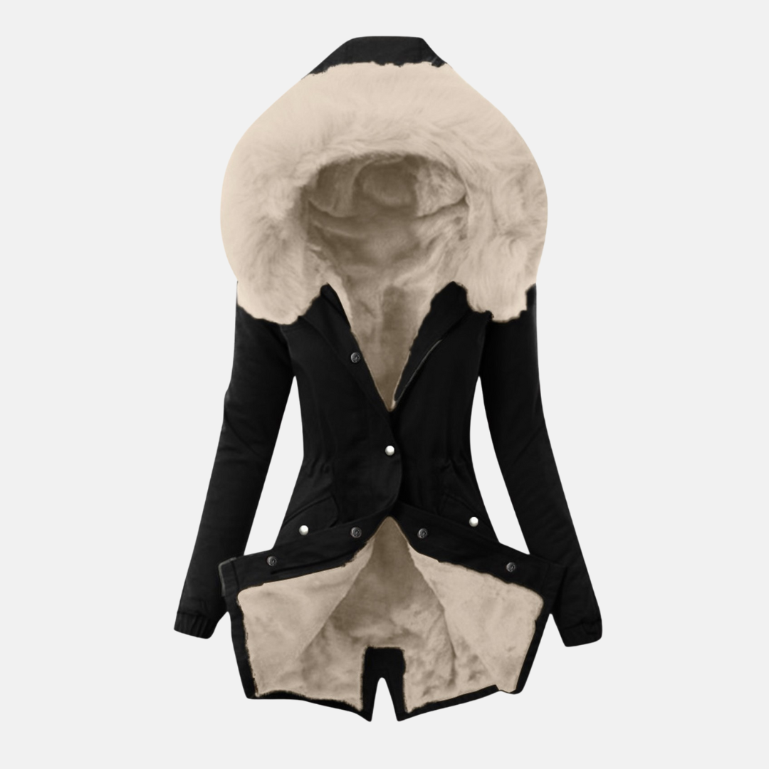 Veste Femme Coupe Slim Ajustable Taille Capuche Douillette Mi-longue Poches à Rabats Nordisk-Flair