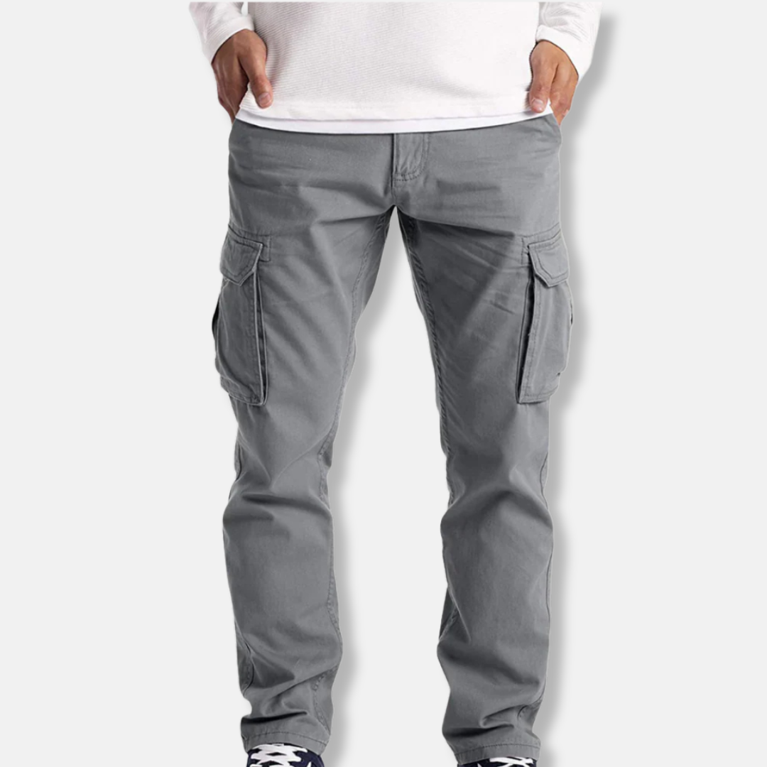 Pantalon Cargo Homme En Coton Mélangé Coupe Droite Longueur Totale Poches Cargo Pratiques