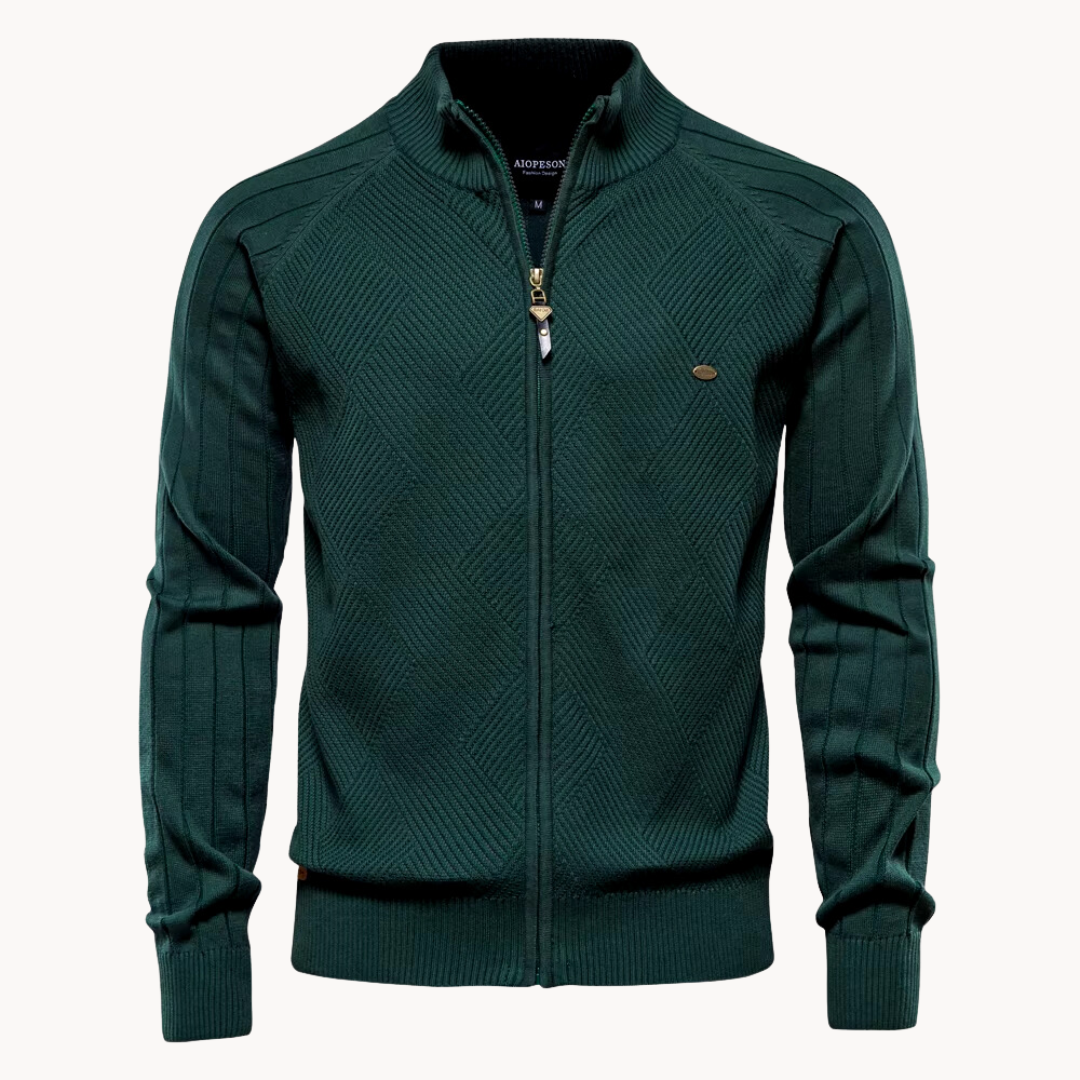 Nordisk Flair Veste Homme Slim Fit Tricot Mélange Laine Zippée Bords Côtes Décontractée