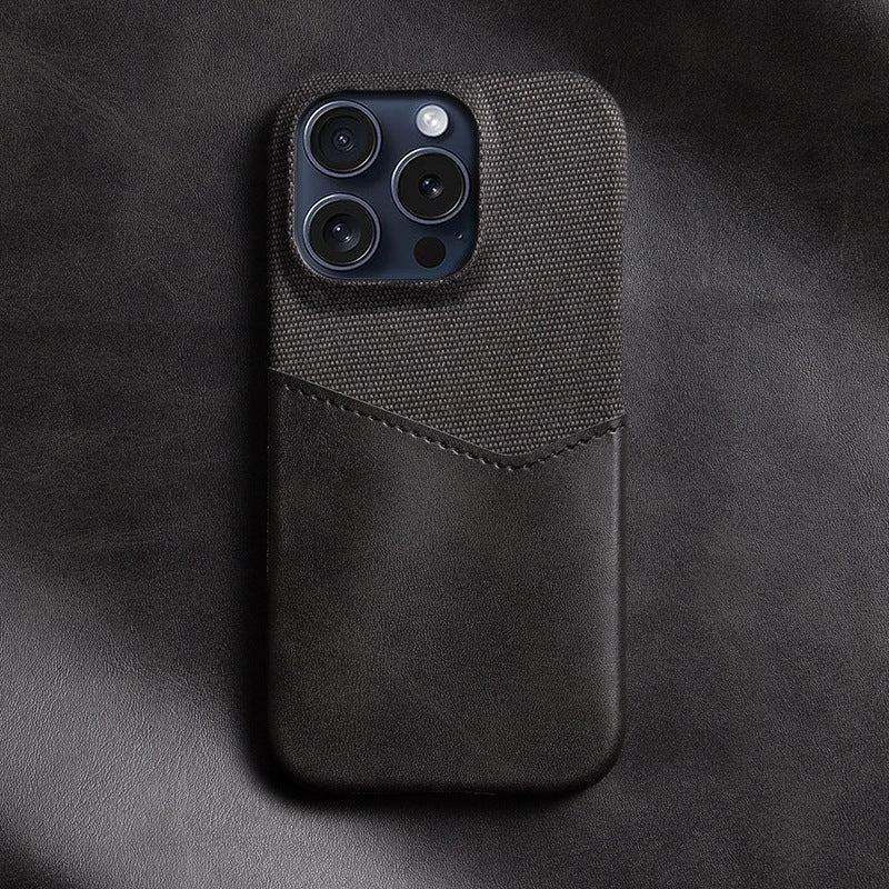 Lanso Étui iPhone Cuir Véritable Et Tissu Texturé Pour Une Bonne Prise MagSafe Et Porte Carte Intégré Anti Traces