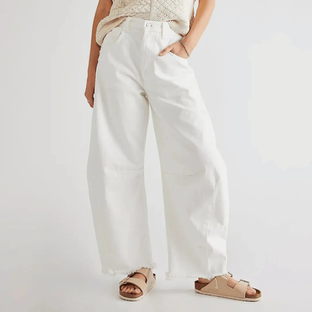 Jean Denim Vintage À Jambe Large Taille Haute Avec Détails Usés Zoe-Taylor Pour Femme