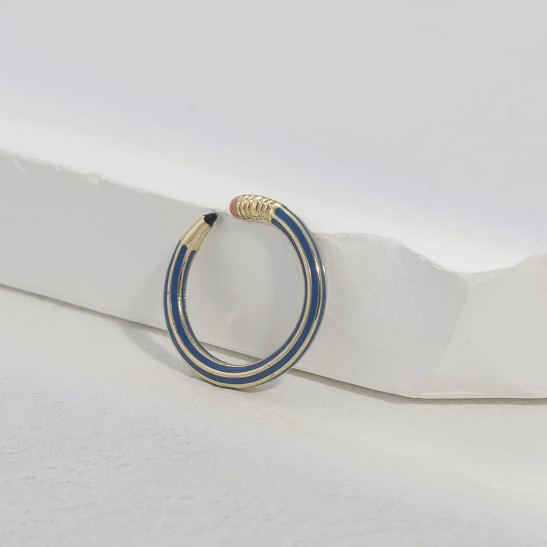 Bague Crayon Or Rose Plaqué Ajustable En Cuivre Inspiration Nostalgique Moderne Et Convoité Par Les Fans