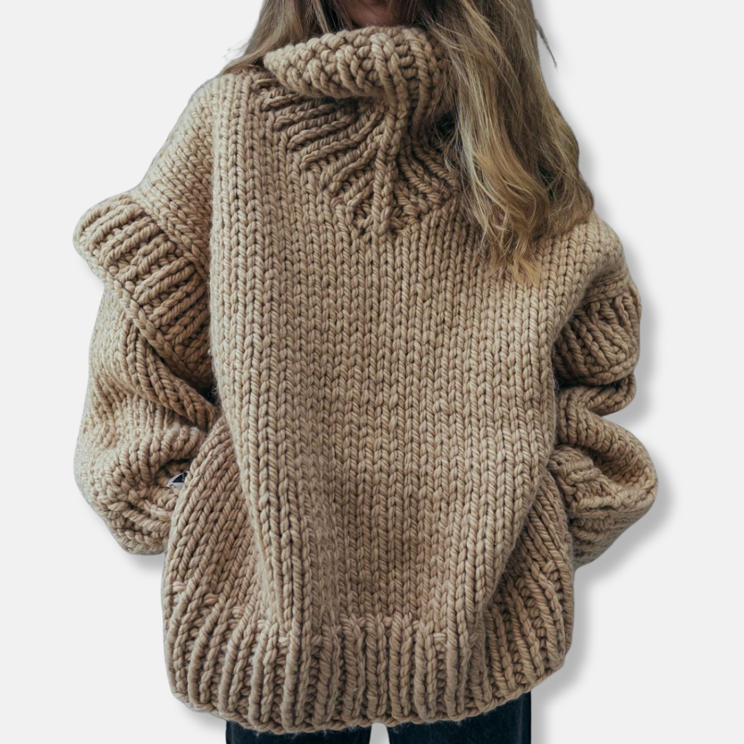 Amawinc Pull Oversize Femme En Maille Épaisse En Laine Avec Col Roulé Et Poignets Côtelés