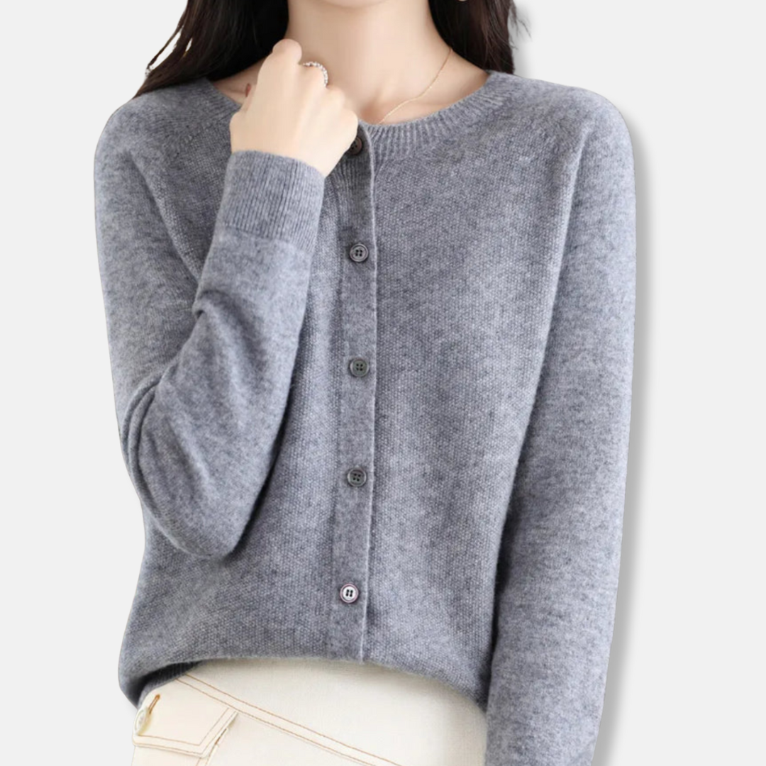 Isla Cardigan Regular Fit en Mérinos à Boutons Devant Maille côtelée pour Femme Chic